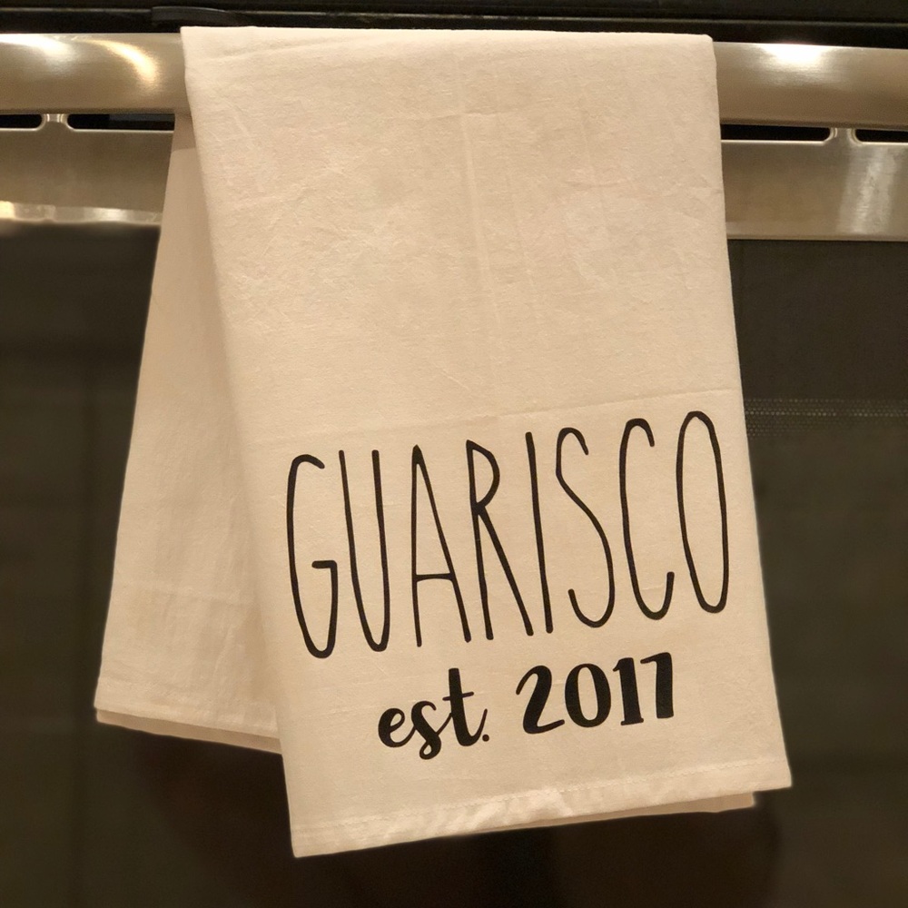 Flour sack towel with last name
